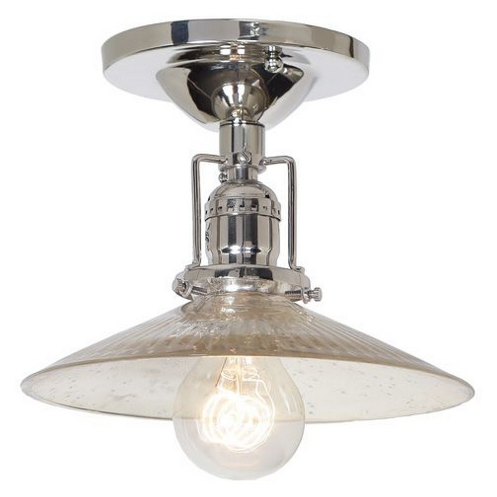 JVI Designs-1202-15 S1-SR-Union Square - One Light Flush Mount Polished Nickel Finish  8 Wide, Mouth Blown Glass Shade